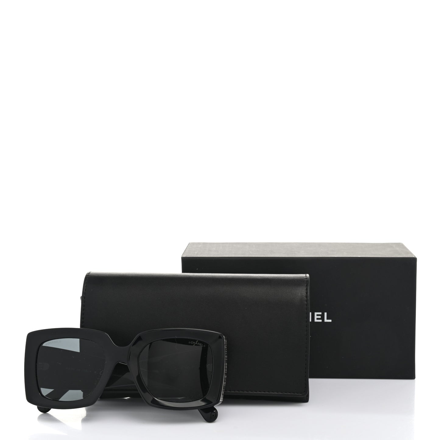 Acetate Rectangle Sunglasses 5435 Black Grey