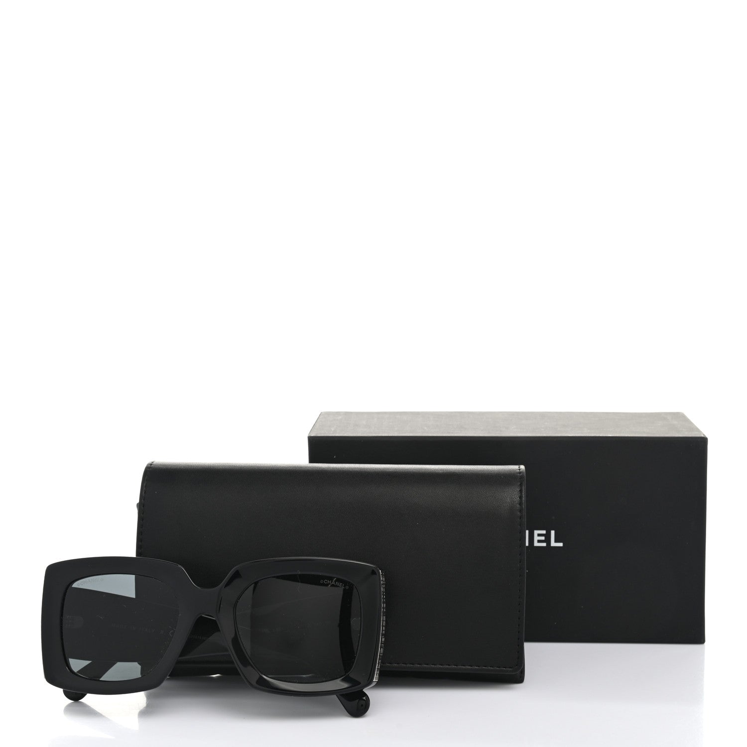 Chanel Acetate Rectangle Sunglasses 5435 Black Grey 8 of 8