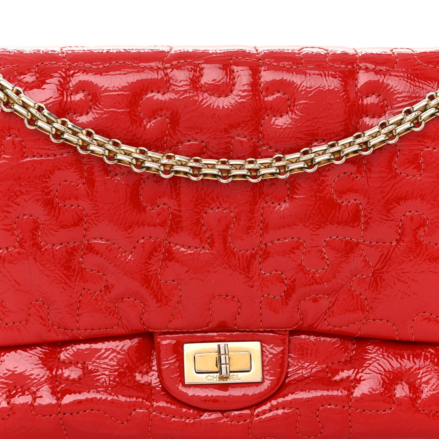 Crackled Patent Calfskin Puzzle Reissue 226 Flap Red