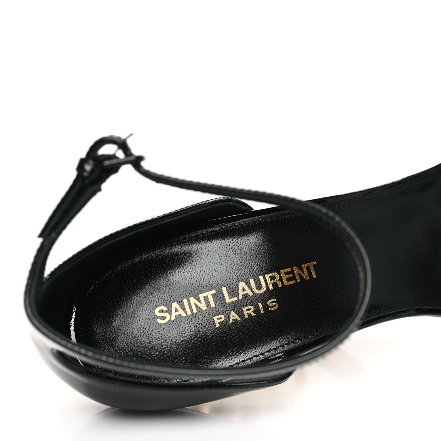 Saint Laurent Patent Calfskin Opyum 110 Sandals 39 Black Gold 8 of 10