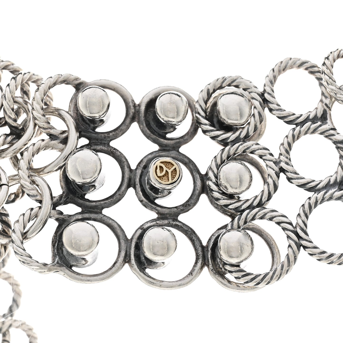 Sterling Silver 18K Yellow Gold Circle Link Choker Necklace