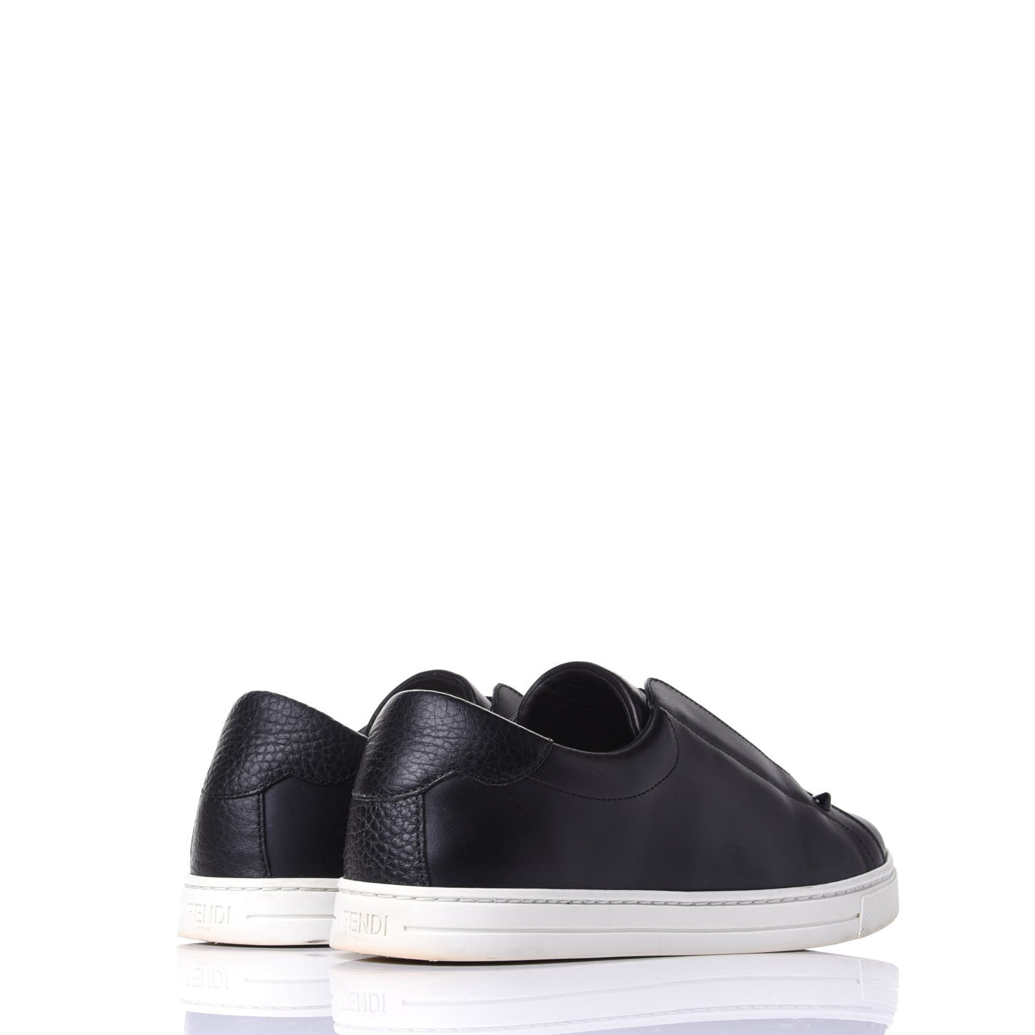 Fendi Vitello Microfiber FF Rockoclick Slip On Sneakers 38.5 Black Tobacco 4 of 11