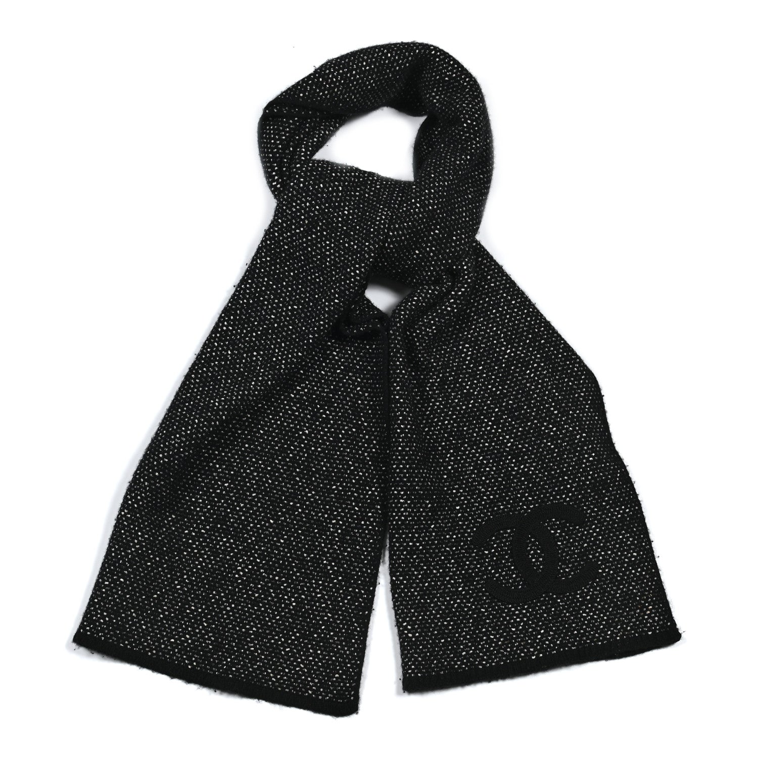 Chanel Cotton Cashmere CC Scarf Black 1 of 5