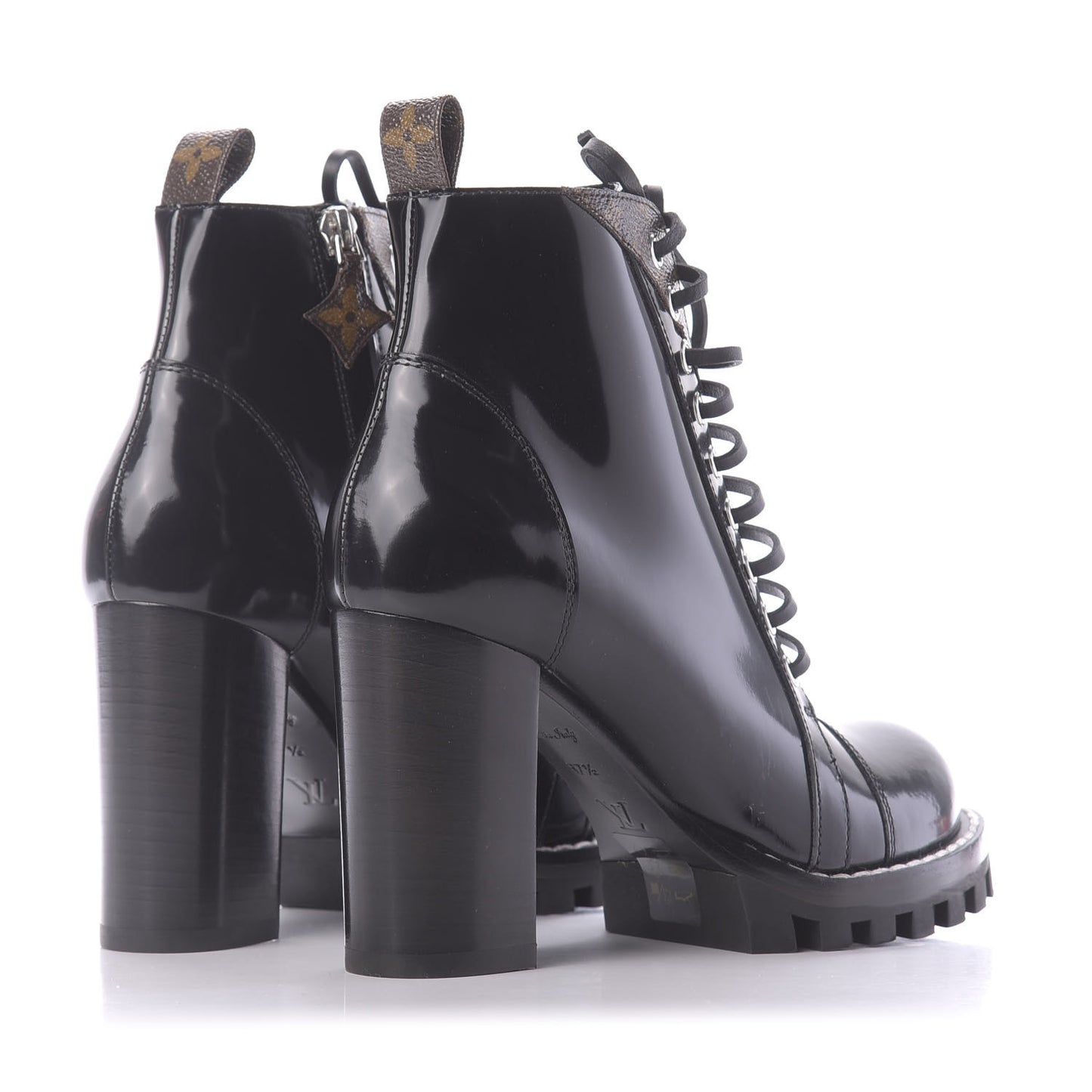 Patent Calfskin Monogram Star Trail Ankle Boots 37.5 Black