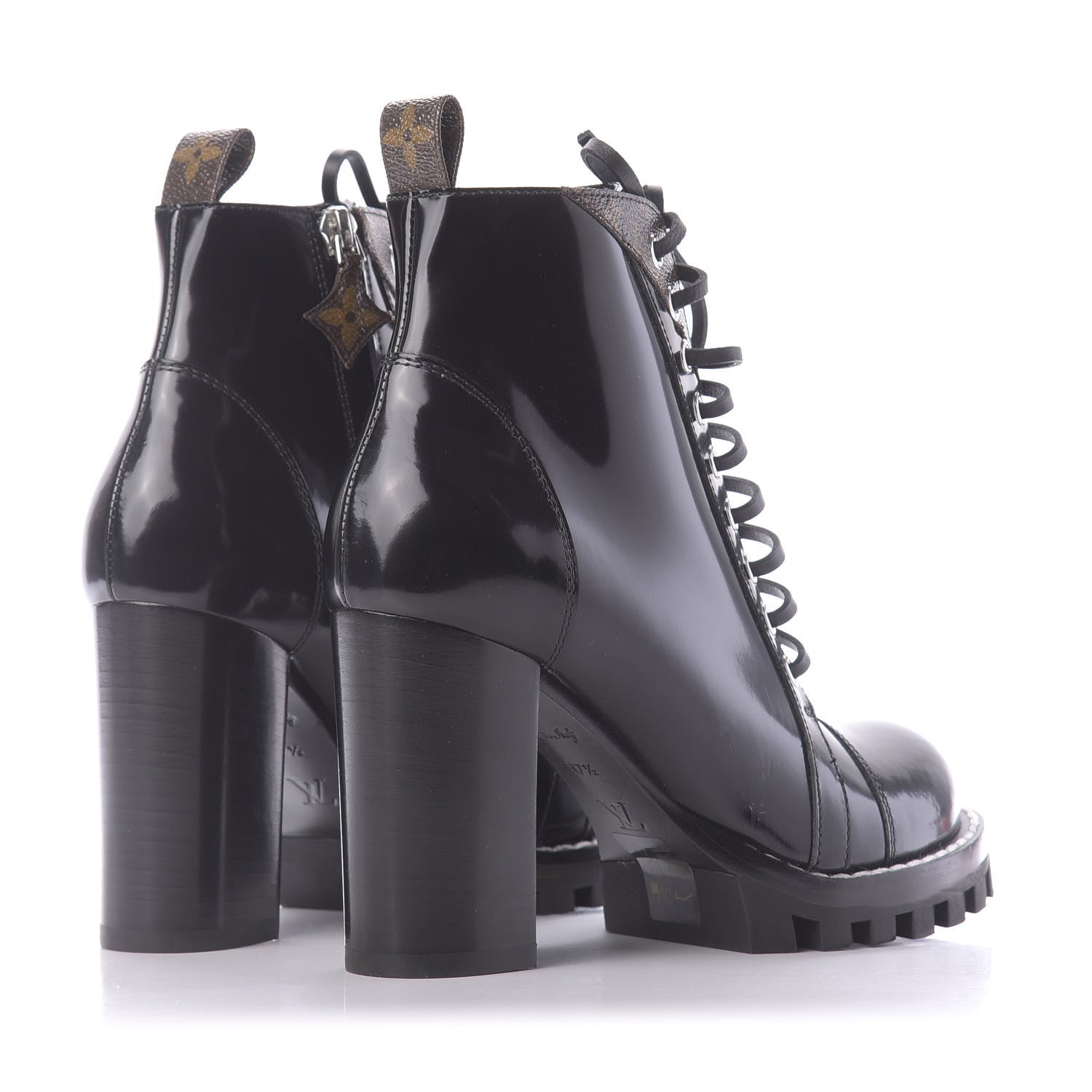 Louis Vuitton Patent Calfskin Monogram Star Trail Ankle Boots 37.5 Black 4 of 9