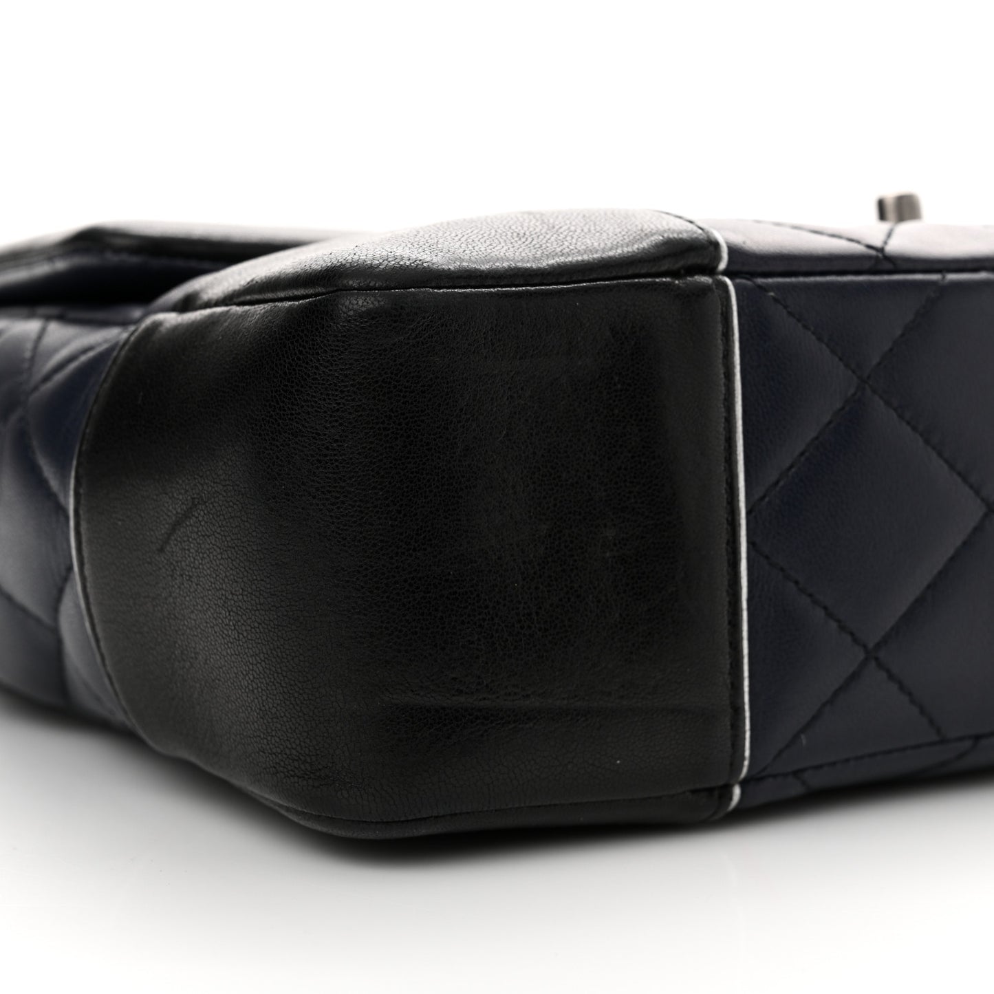Calfskin Quilted Bi-Color Jumbo Flap Blue Black