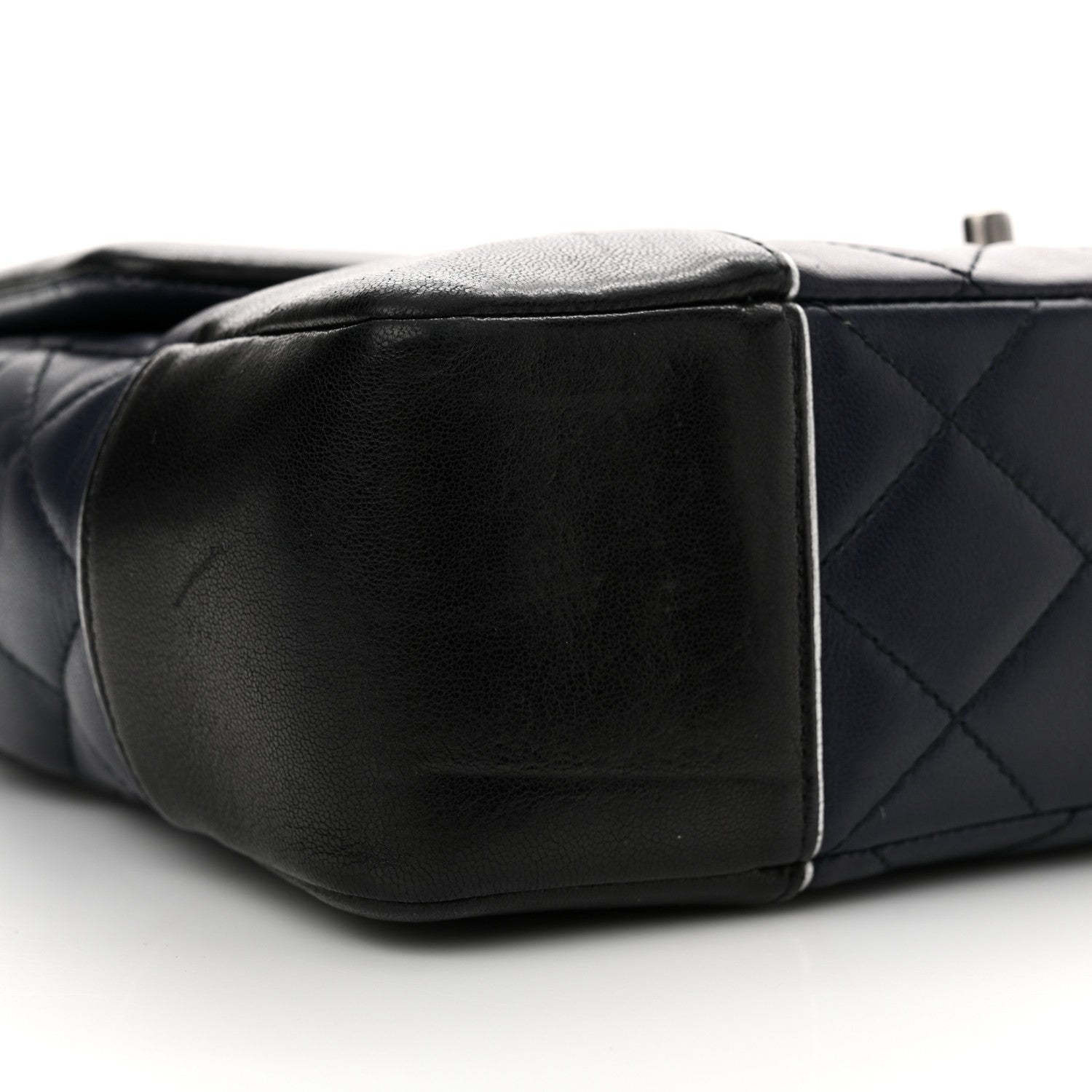 Chanel Calfskin Quilted Bi-Color Jumbo Flap Blue Black 9 of 15
