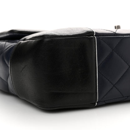 Chanel Calfskin Quilted Bi-Color Jumbo Flap Blue Black 9 of 15