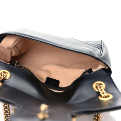 Gucci Calfskin Matelasse Medium GG Marmont Shoulder Bag Black 7 of 12