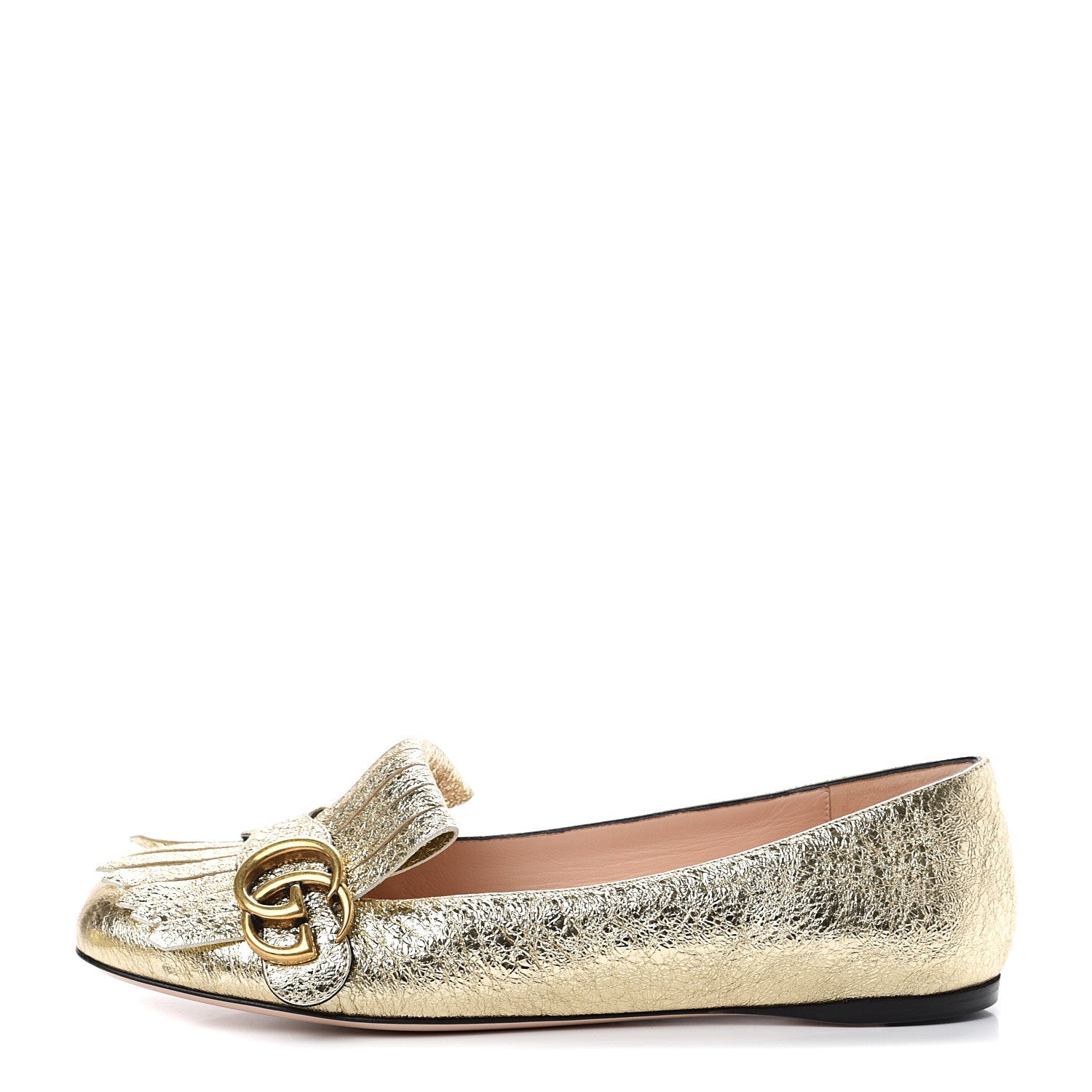 Gucci Galassia GG Marmont Fringe Flats 38 Platino 1 of 8