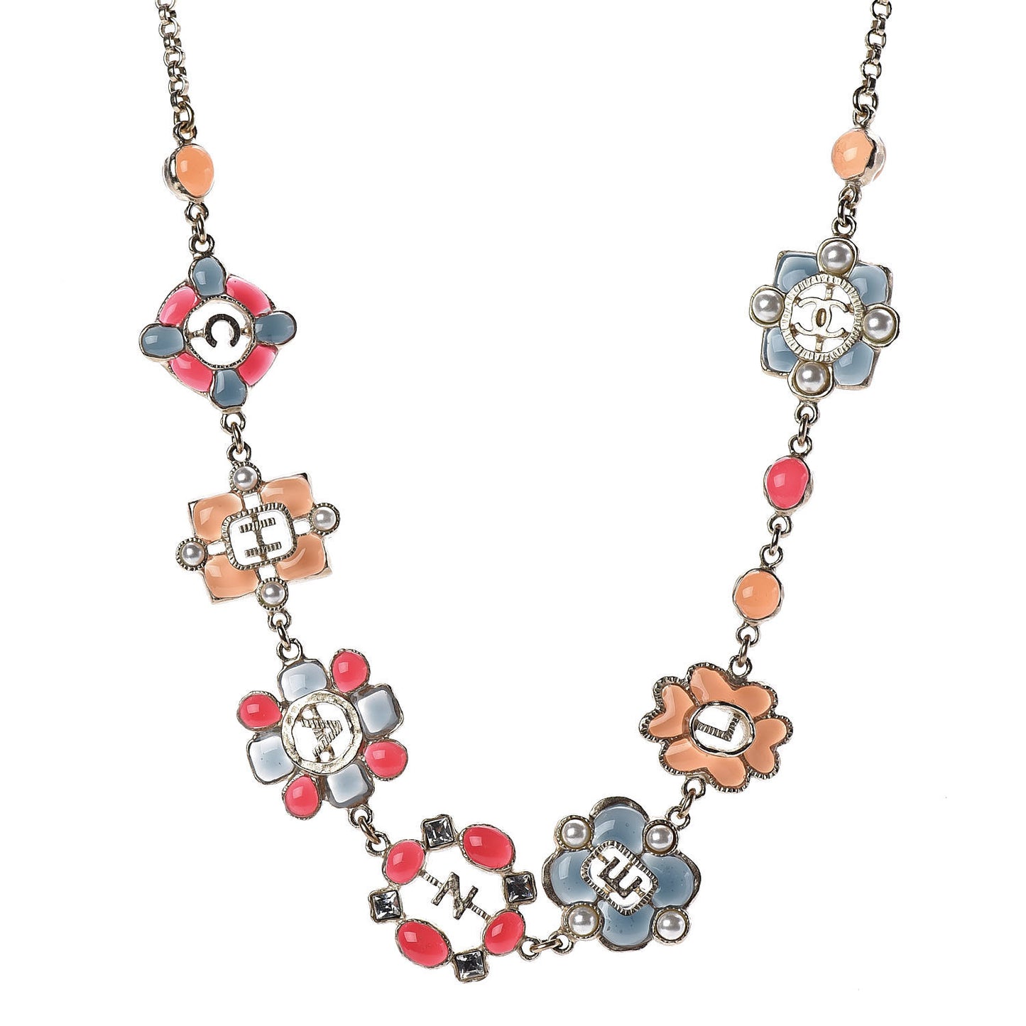 Resin Gripoix Poured Glass Pearl Necklace Multicolor