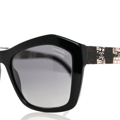 Chanel Acetate Polarized Lace Effect Sunglasses 5296 Black 5 of 8