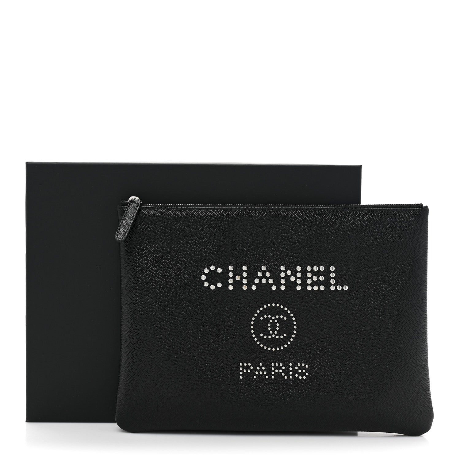 Chanel Caviar Studded Medium Deauville Pouch Black 9 of 9