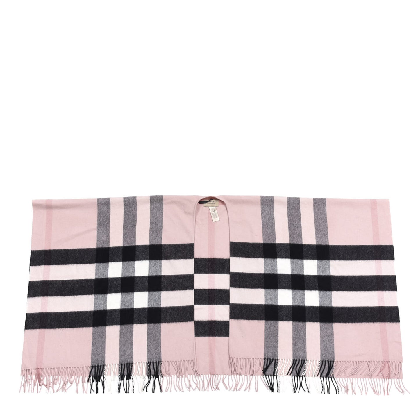 Merino Wool Cashmere Check Collette Cape Scarf Ash Rose