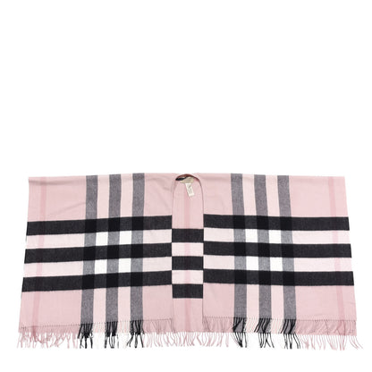 Burberry Merino Wool Cashmere Check Collette Cape Scarf Ash Rose 1 of 3