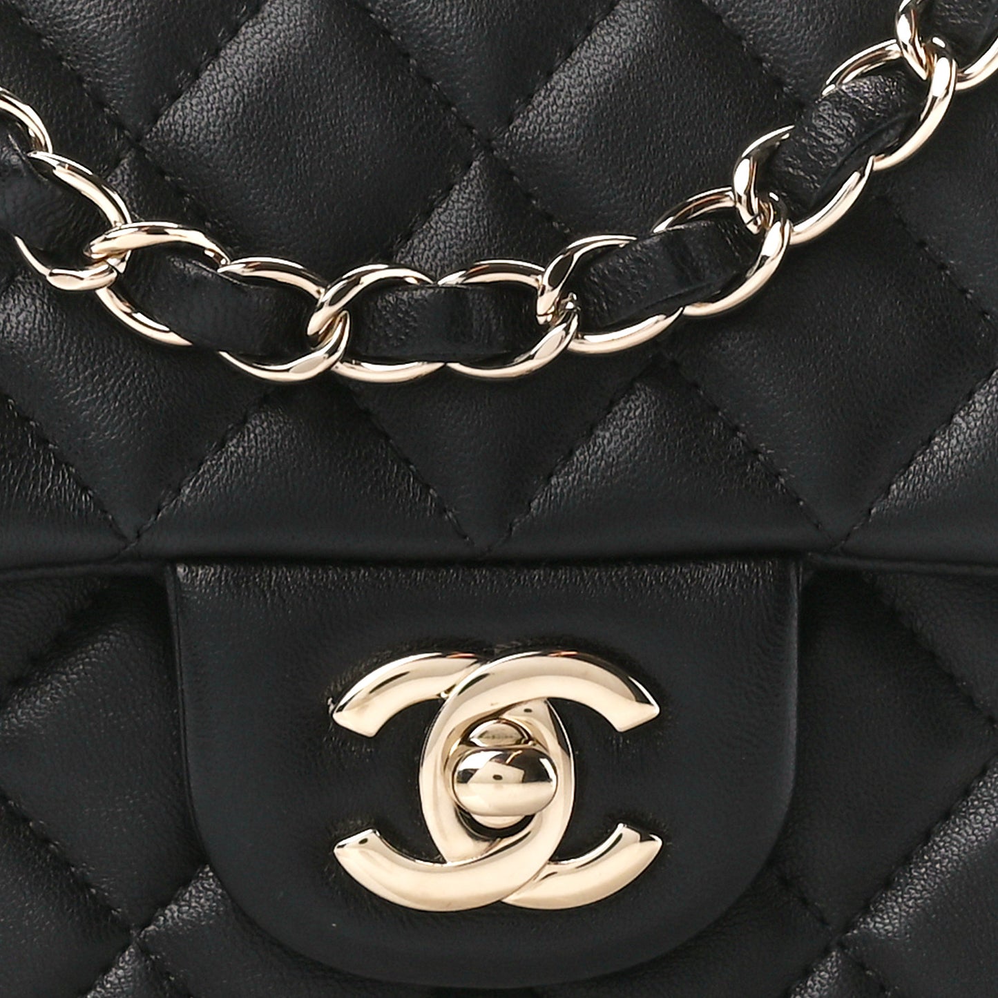 Lambskin Quilted Mini Rectangular Flap Black