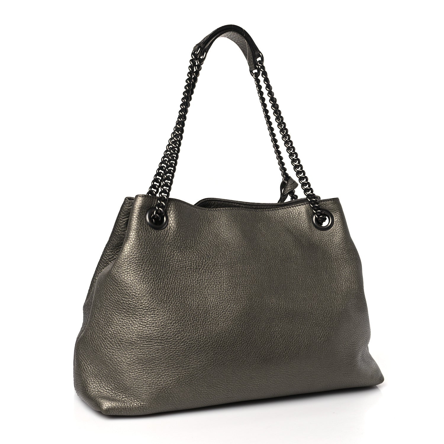 Gucci Metallic Pebbled Calfskin Medium Soho Chain Shoulder Bag Sasso 3 of 9