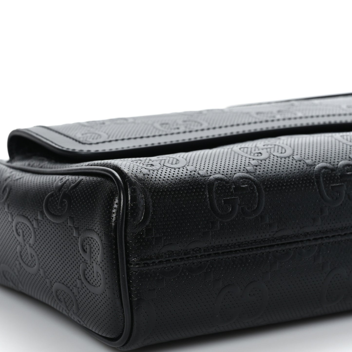 Calfskin GG Tennis Embossed Shoulder Bag Black