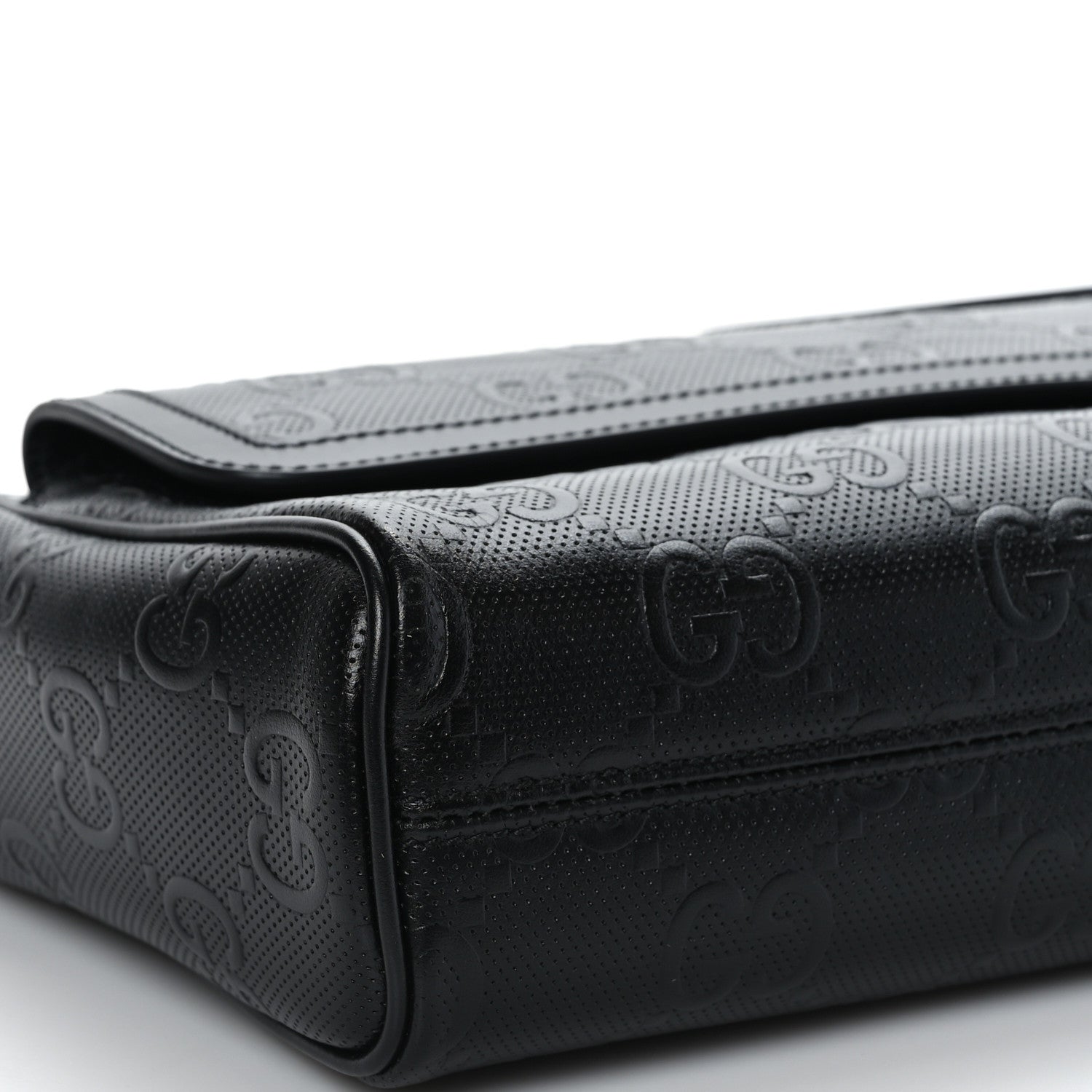 Gucci Calfskin GG Tennis Embossed Shoulder Bag Black 7 of 8