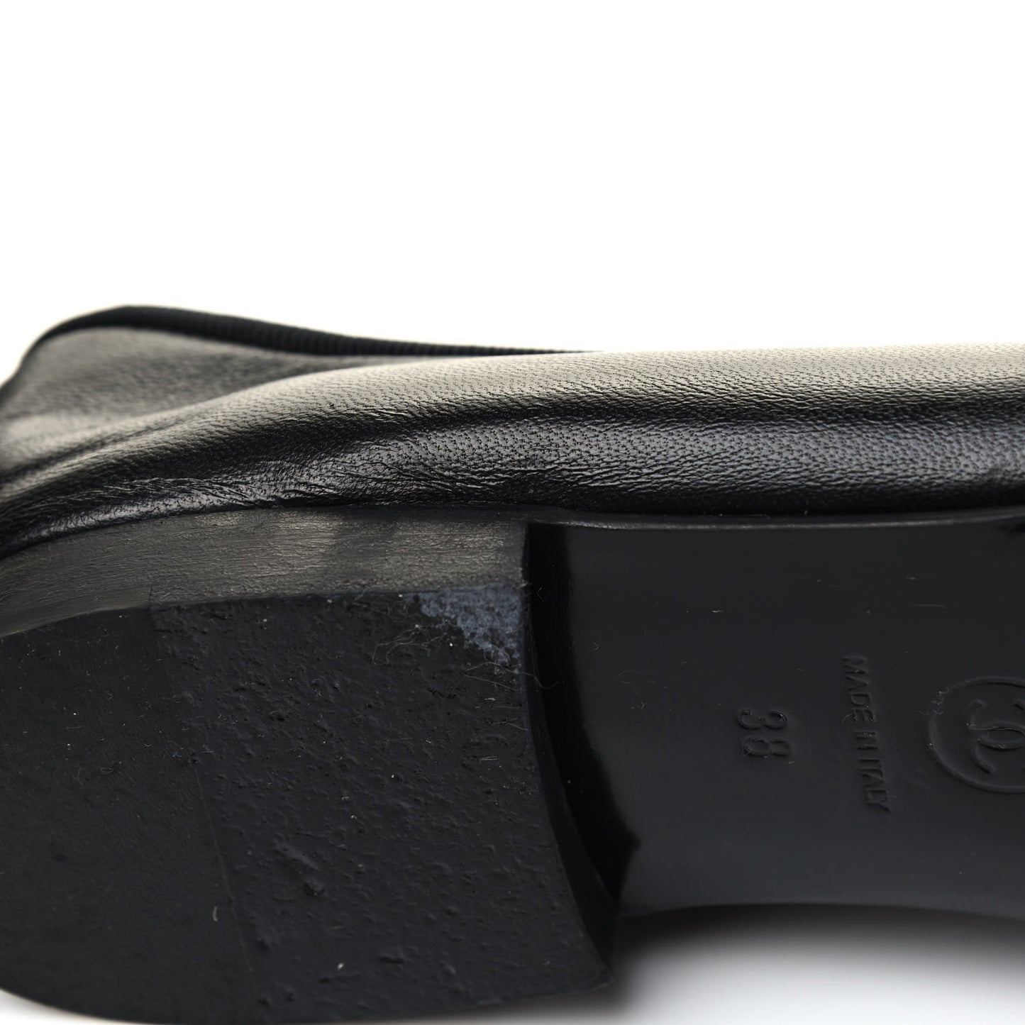 Lambskin Patent Cap Toe Ballerina Flats 38 Black