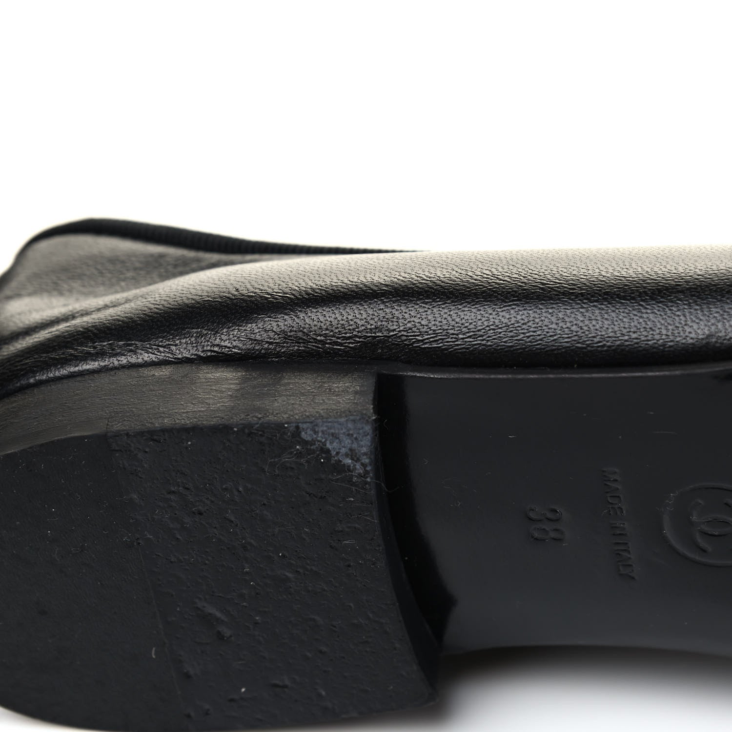 Chanel Lambskin Patent Cap Toe Ballerina Flats 38 Black 7 of 7