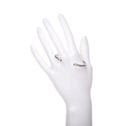 David Yurman Sterling Silver 14K Yellow Gold Aquamarine 4mm Kids Cable Bracelet 2 of 5