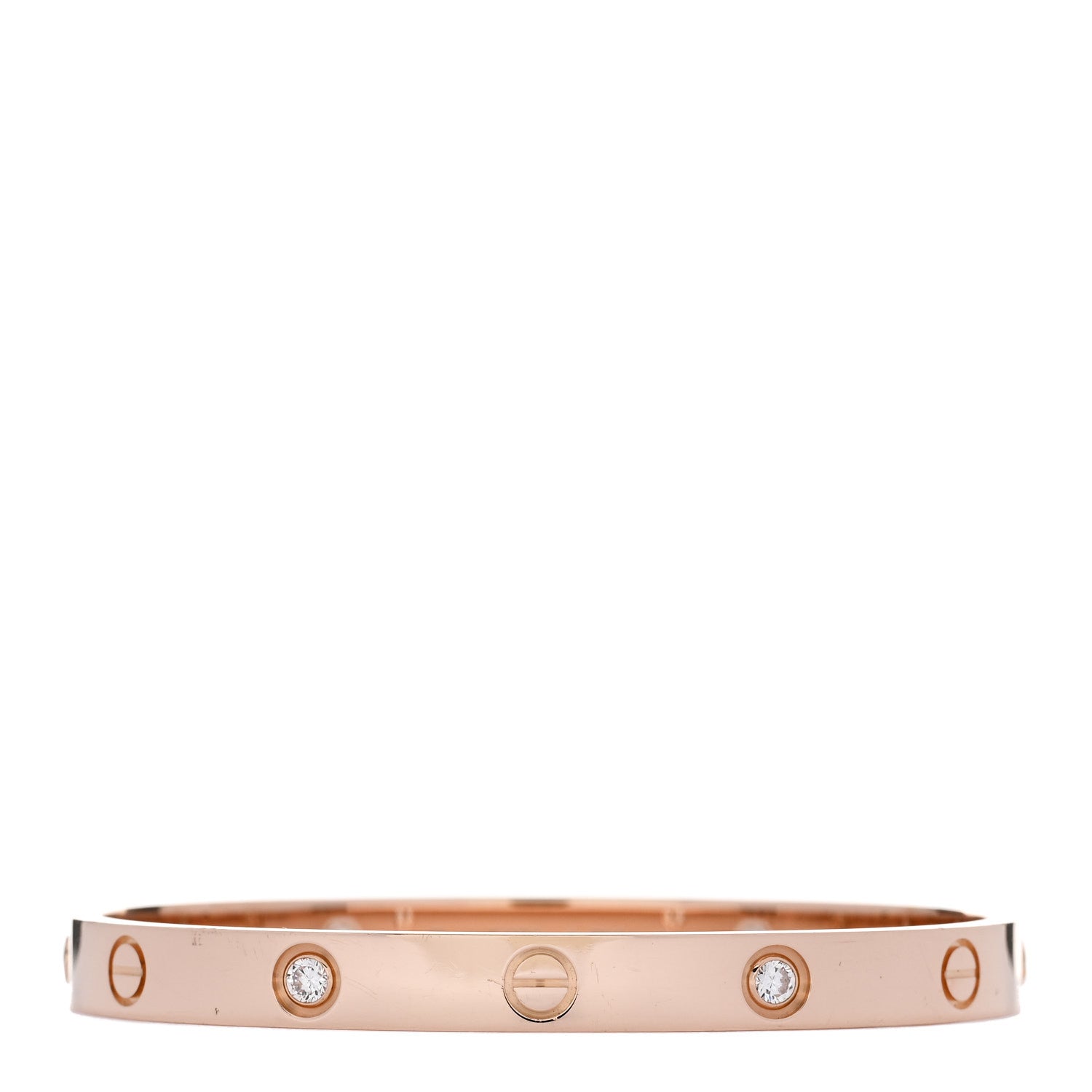 Cartier 18K Pink Gold 4 Diamond LOVE Bracelet 17 1 of 9