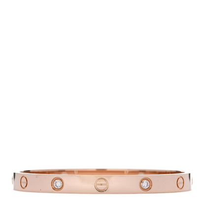 Cartier 18K Pink Gold 4 Diamond LOVE Bracelet 17 1 of 9