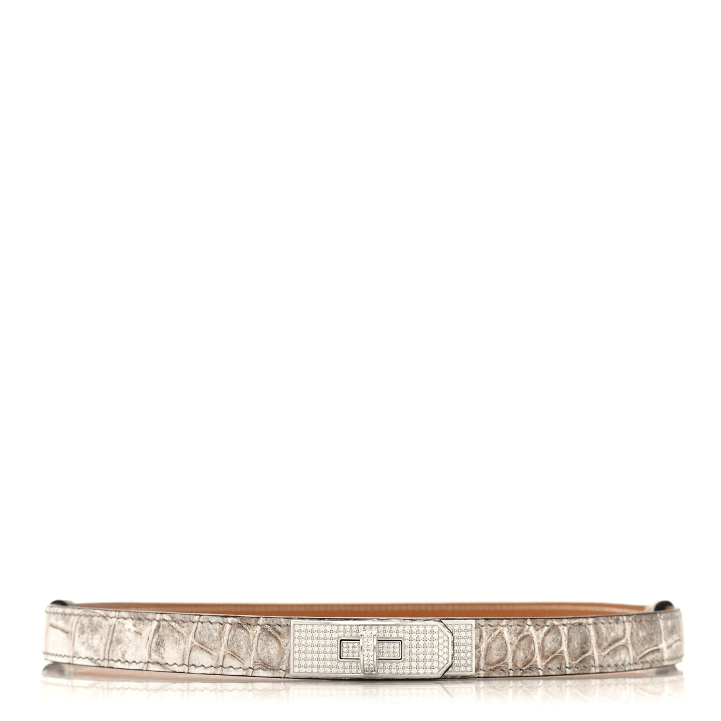 18K White Gold Diamond Niloticus Crocodile Himalaya Kelly Belt