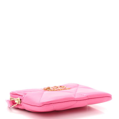 Chanel Lambskin Quilted Chanel 19 Zip Card Holder Wallet Pink 4 of 11
