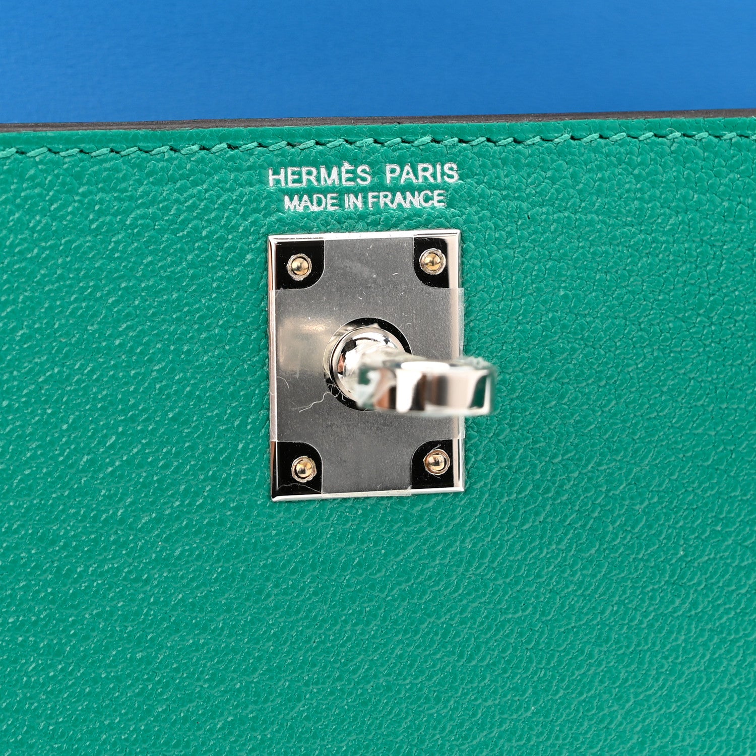 Hermes Chevre Mysore Verso Mini Kelly Sellier 20 Vert Verone Bleu Hydra 6 of 11