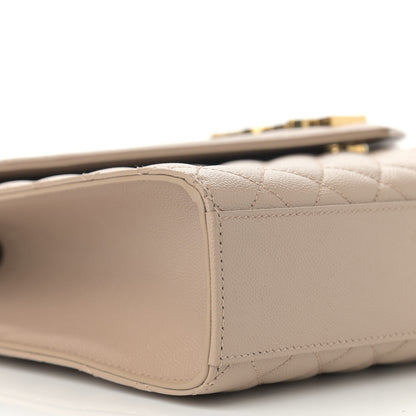 Saint Laurent Grain De Poudre Mixed Matelasse Large Triquilt Monogram Satchel Dark Beige 9 of 10