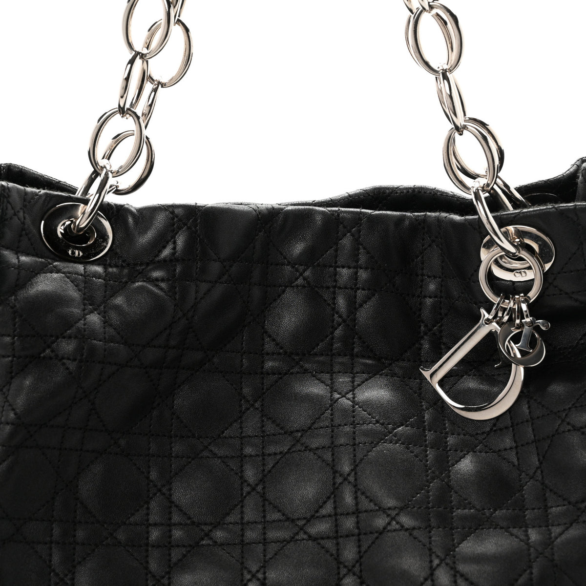 Lambskin Cannage Large Soft Lady Dior Shopping Tote Black
