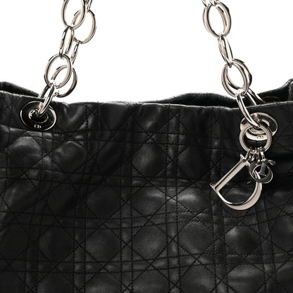 Christian Dior Lambskin Cannage Large Soft Lady Dior Shopping Tote Black 8 of 10