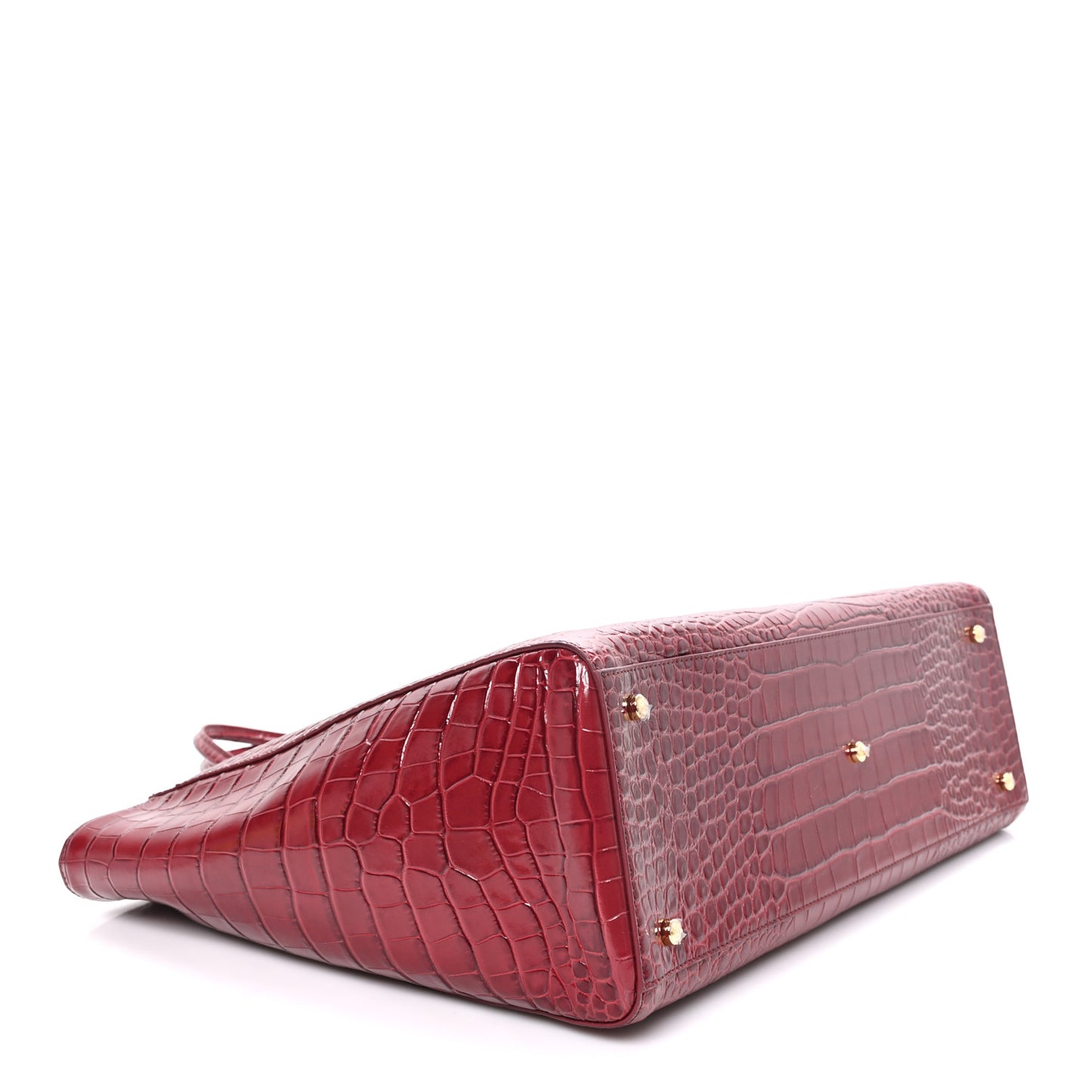 Calfskin Crocodile Embossed Archetype Large Shopping Tote Burgundy Burgundy