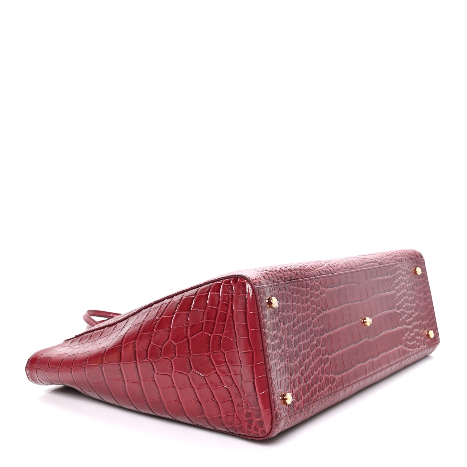Chanel Calfskin Crocodile Embossed Archetype Large Shopping Tote Burgundy Burgundy 4 of 10