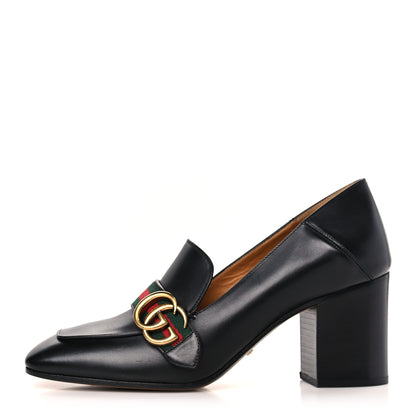 Gucci Calfskin Web Peyton Loafer Pumps 39.5 Black 1 of 8