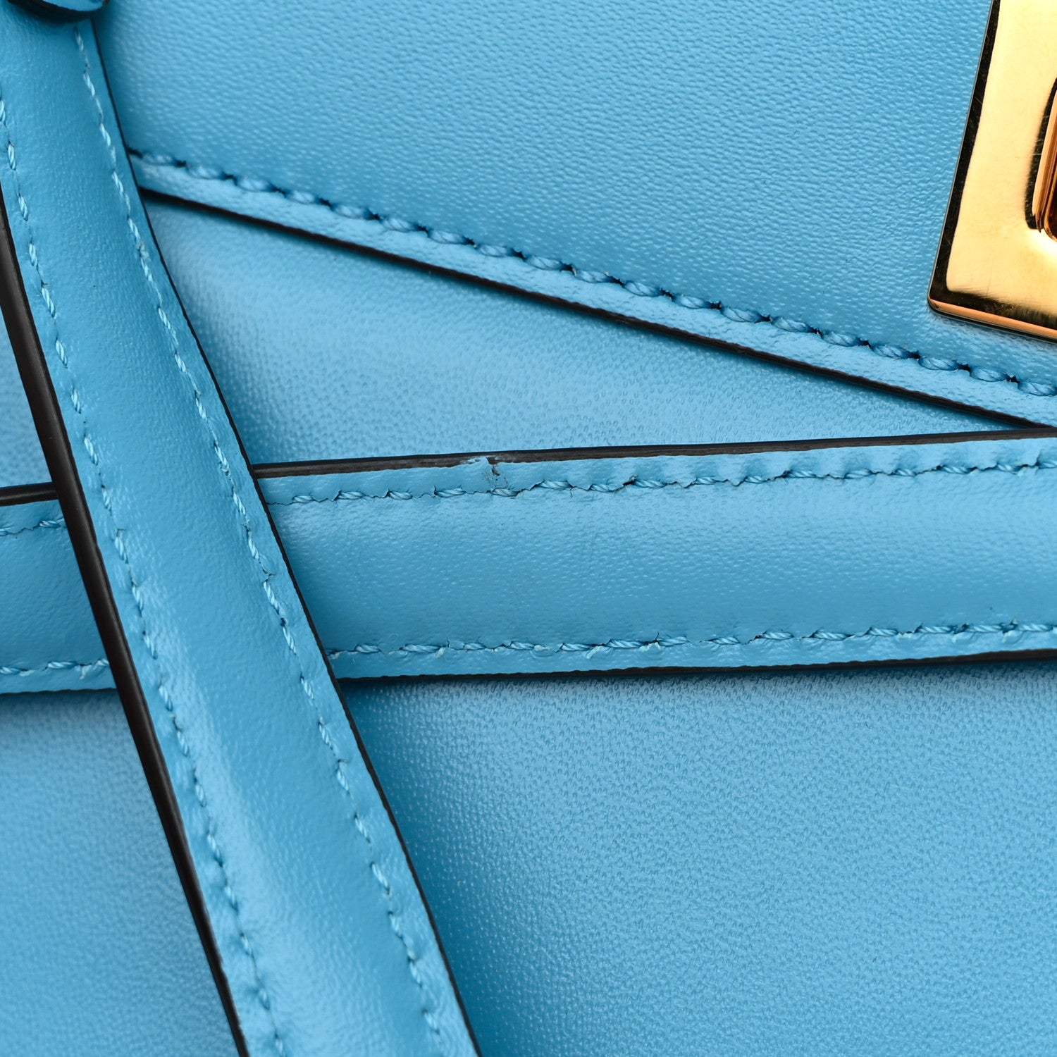 Fendi Vitello King Luxor Shiny Nappa Medium Peekaboo I SEE U East West Satchel Cyber Blue Light Rose 13 of 13