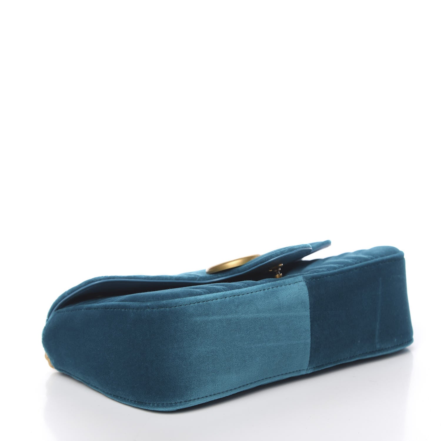 Gucci Velvet Matelasse Small GG Marmont Shoulder Bag Pavone Cyan 2 of 10