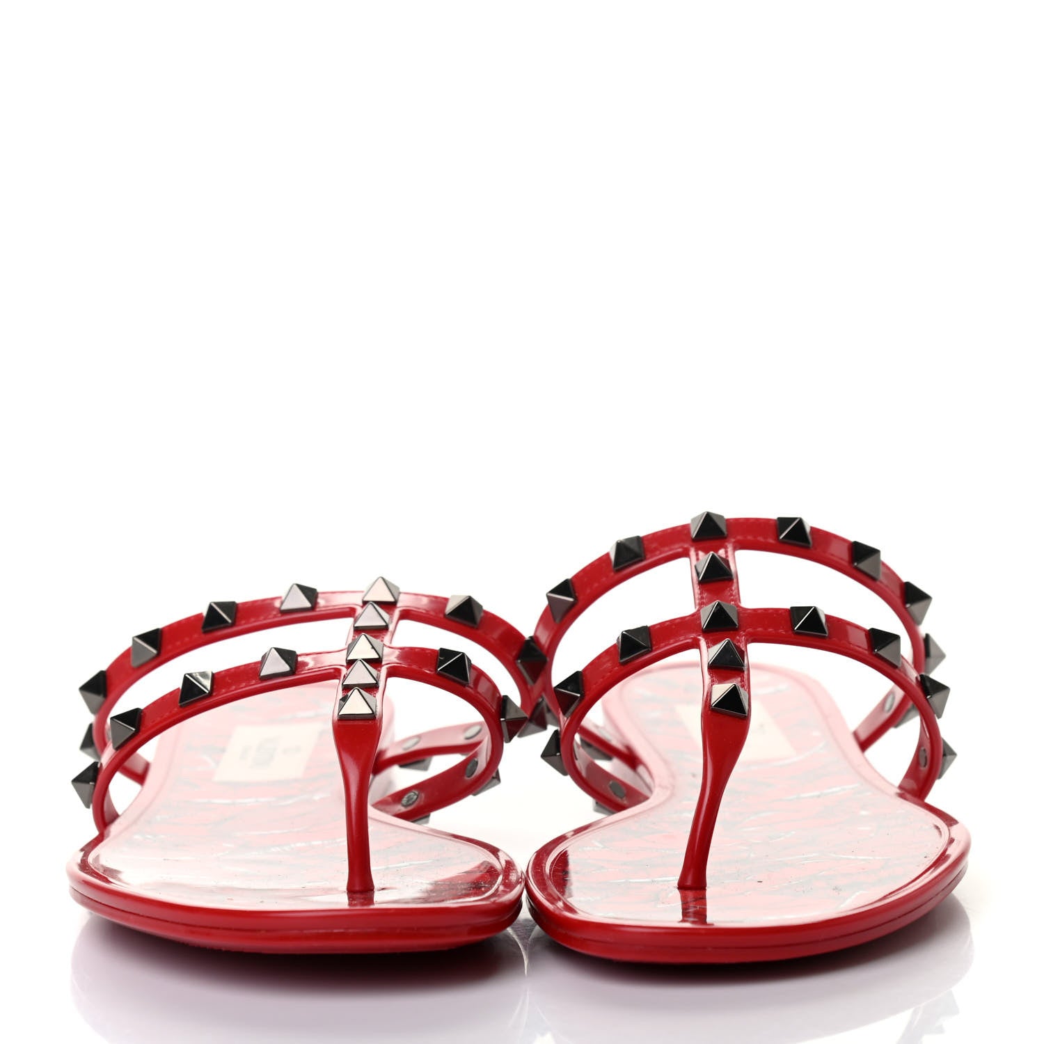 Valentino Garavani PVC Jelly Rockstud Le Rouge Caged Flat Thong Sandals 38 Lipstick 2 of 4
