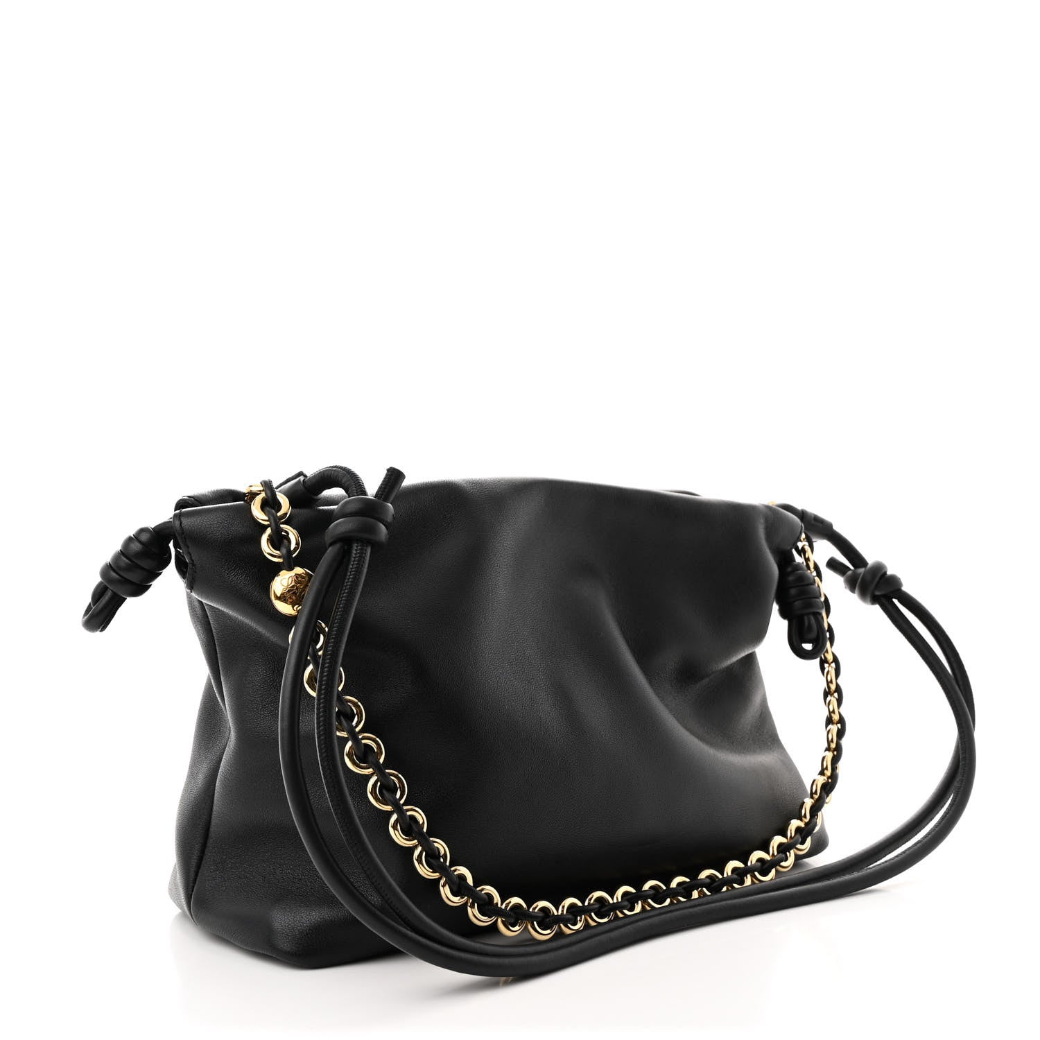 Loewe Mellow Nappa Medium Donut Chain Flamenco Knot Clutch Black 3 of 10