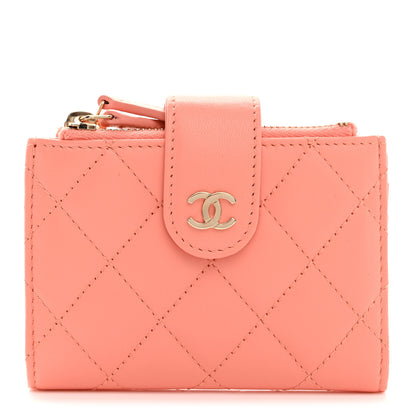 Chanel Lambskin Quilted Compact Zipped Pocket Wallet Light Orange 1 of 8