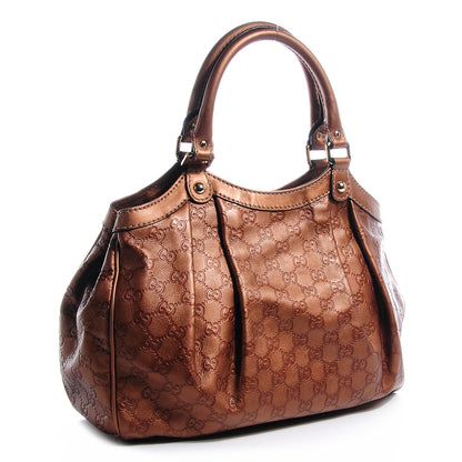 Gucci Metallic Guccissima Medium Sukey Tote Bronze 3 of 8