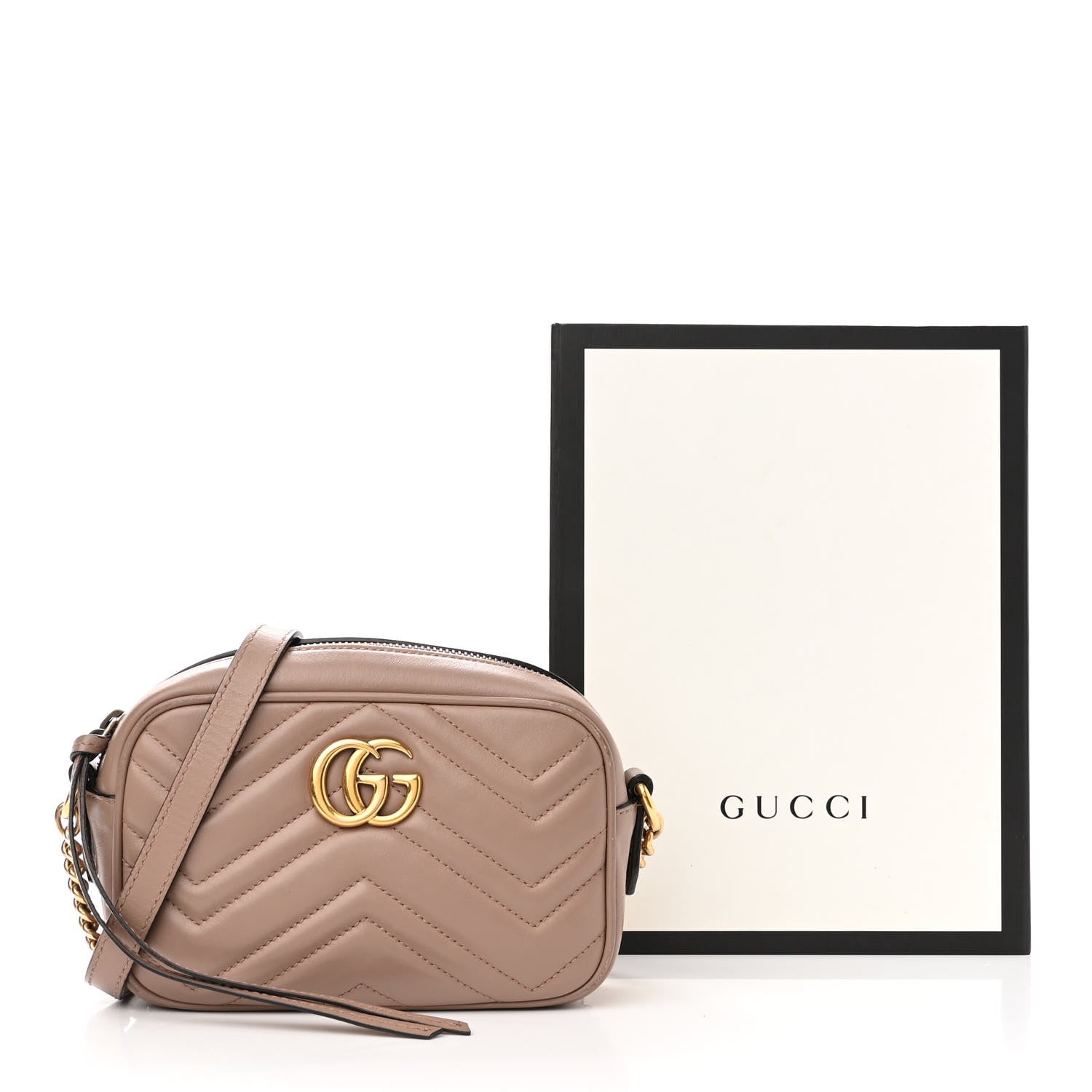 Gucci Calfskin Matelasse Mini GG Marmont Chain Shoulder Bag Porcelain Rose 15 of 15