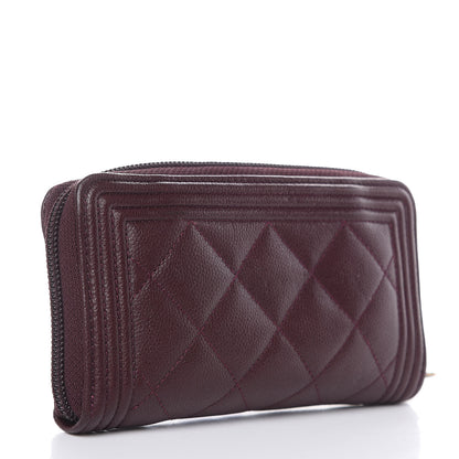 Chanel Caviar Quilted Small Boy Zip Around Wallet Dark Purple 3 of 15
