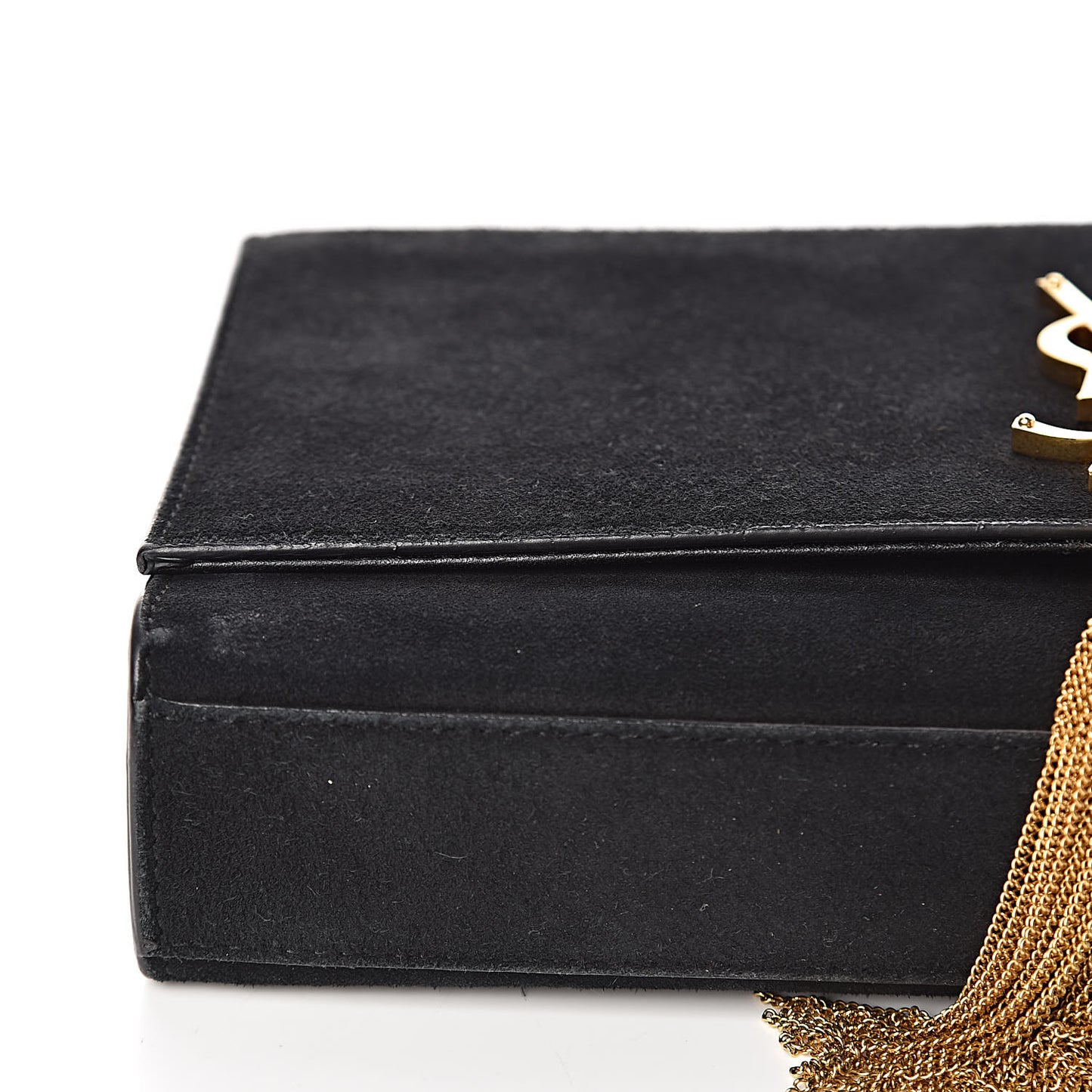 Suede Medium Monogram Kate Tassel Shoulder Bag Black