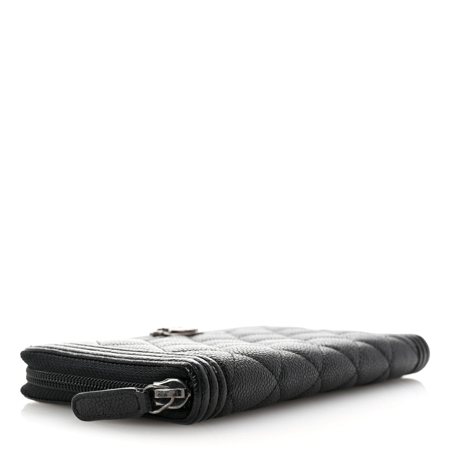 Caviar Quilted Boy Long Zip Around Wallet Black