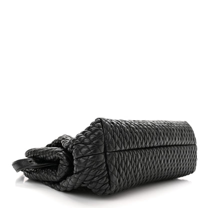 Bottega Veneta Lambskin Knit Small The Point Triangle Bag Black 4 of 11