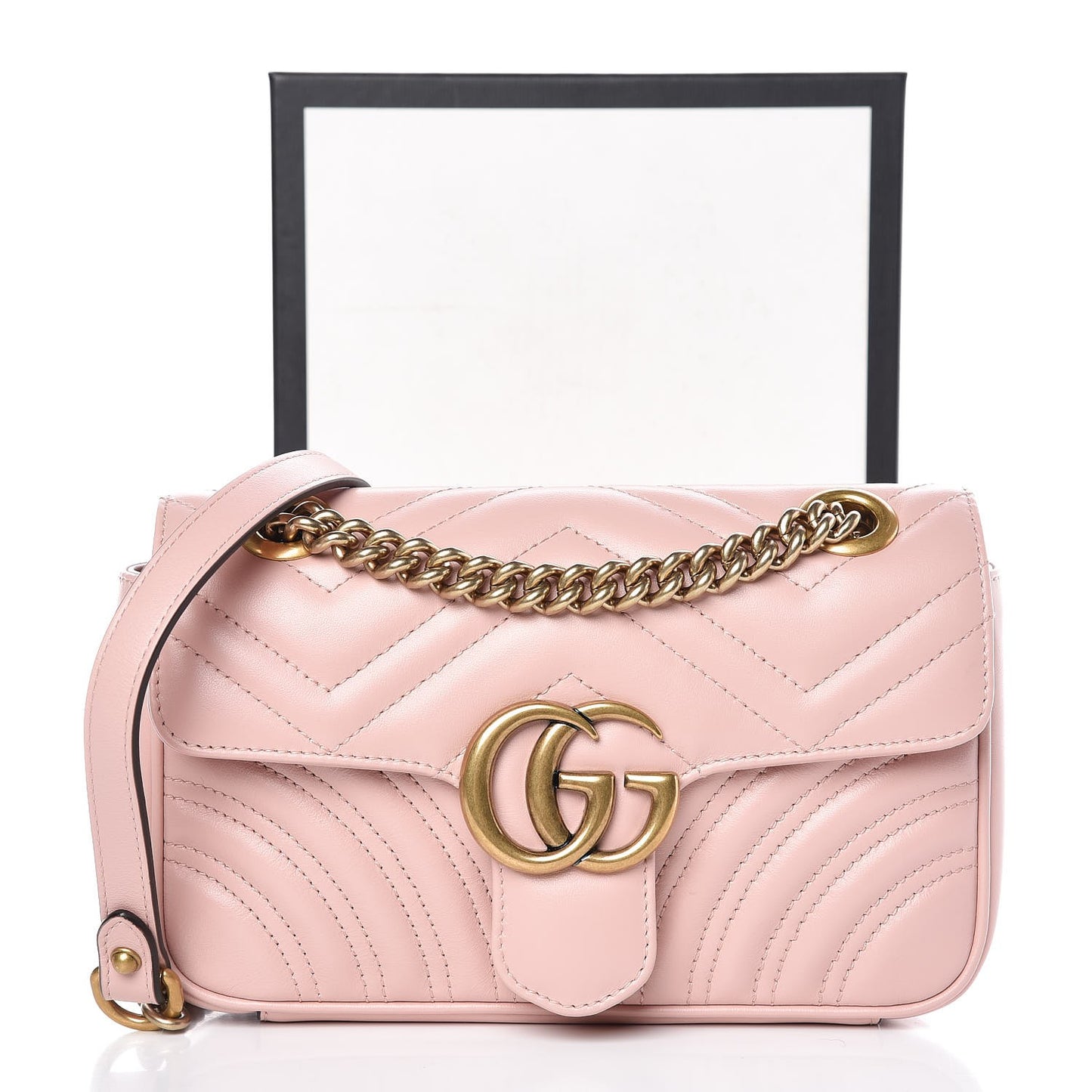 Calfskin Matelasse Mini GG Marmont Shoulder Bag Perfect Pink