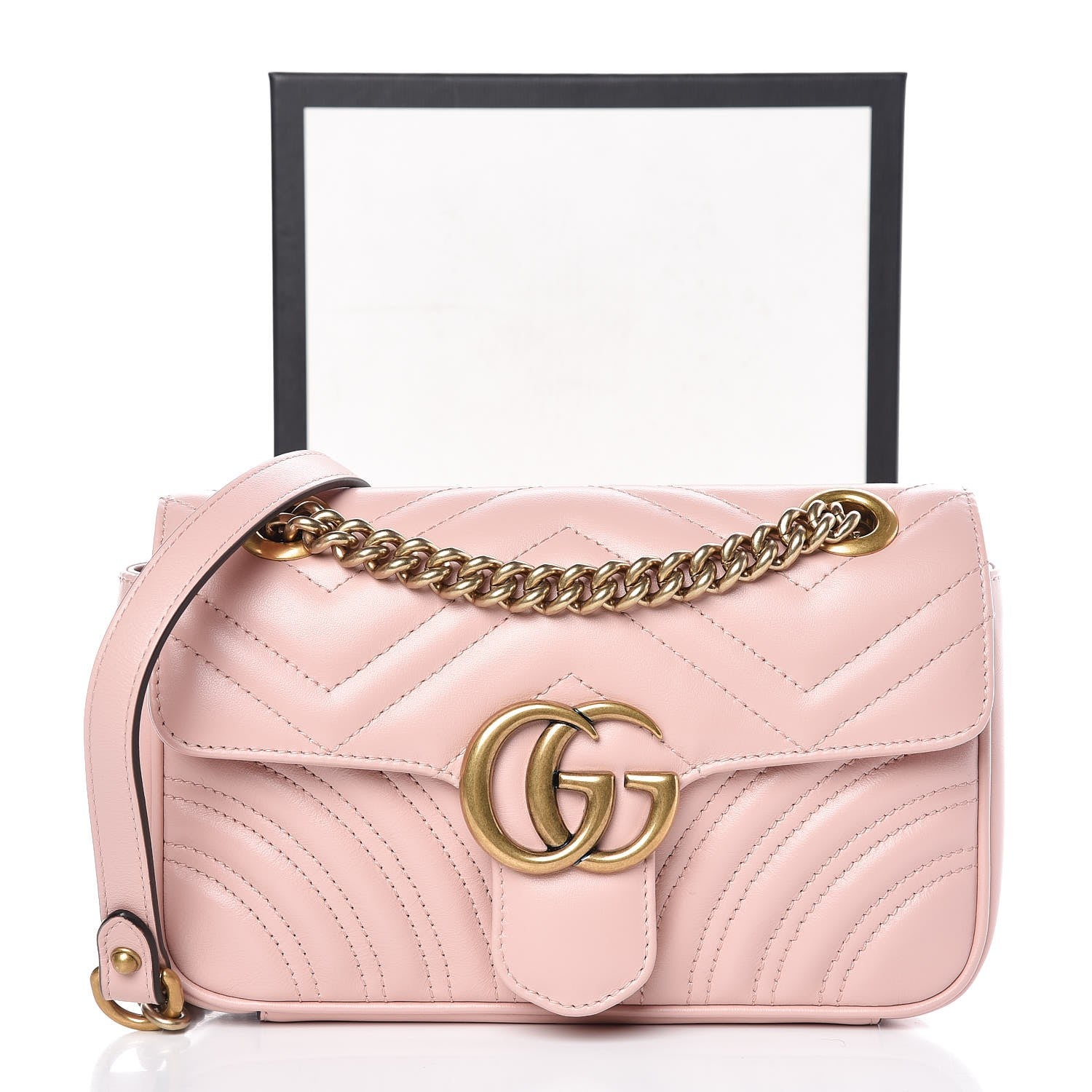 Gucci Calfskin Matelasse Mini GG Marmont Shoulder Bag Perfect Pink 8 of 8
